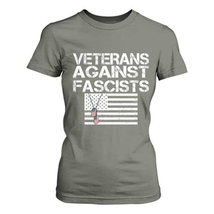 Veterans Against Fascists T Shirt For Women Patriotic Soldier Vintage American Flag Dog Tag TS11 Military Green Print Your Wear