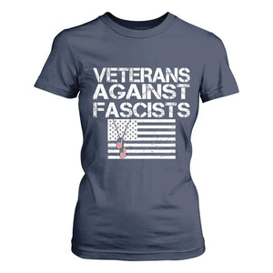 Veterans Against Fascists T Shirt For Women Patriotic Soldier Vintage American Flag Dog Tag TS11 Navy Print Your Wear