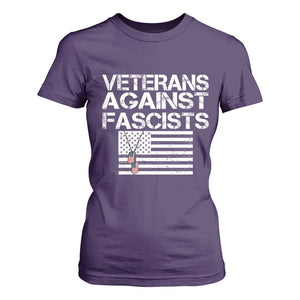 Veterans Against Fascists T Shirt For Women Patriotic Soldier Vintage American Flag Dog Tag TS11 Purple Print Your Wear