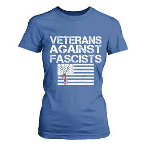 Veterans Against Fascists T Shirt For Women Patriotic Soldier Vintage American Flag Dog Tag TS11 Royal Blue Print Your Wear