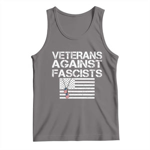 Veterans Against Fascists Tank Top Patriotic Soldier Vintage American Flag Dog Tag TS11 Deep Heather Print Your Wear