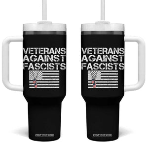 Veterans Against Fascists Tumbler With Handle Patriotic Soldier Vintage American Flag Dog Tag TS11 One Size: 40 oz Black Print Your Wear