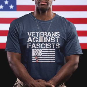 Veterans Against Fascists T Shirt - Patriotic Soldier Vintage American Flag Dog Tag Tee TS11 Navy Print Your Wear