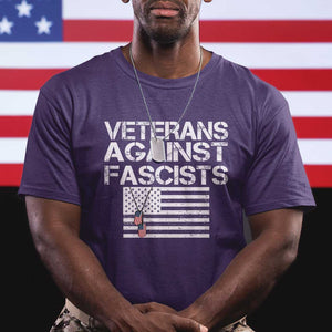 Veterans Against Fascists T Shirt - Patriotic Soldier Vintage American Flag Dog Tag Tee TS11 Purple Print Your Wear