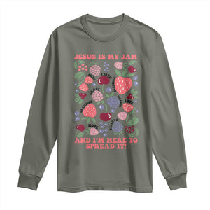 Jesus Is My Jam And I Am Here To Spread It Long Sleeve Shirt Christian Faith TS11 Military Green Print Your Wear