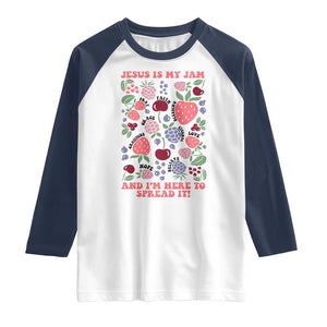 Jesus Is My Jam And I Am Here To Spread It Raglan Shirt Christian Faith TS11 White Navy Print Your Wear