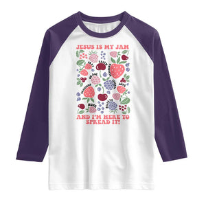 Jesus Is My Jam And I Am Here To Spread It Raglan Shirt Christian Faith TS11 White Purple Print Your Wear
