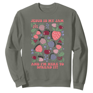 Jesus Is My Jam And I Am Here To Spread It Sweatshirt Christian Faith TS11 Military Green Print Your Wear