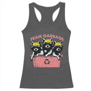 Funny Trump Supporter Racerback Tank Top Team Garbage Racoon Blonde Hair TS11 Dark Heather Print Your Wear