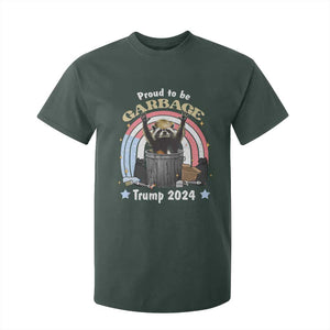 Funny Trump Garbage Racoon T Shirt For Kid Proud To Be Garbage Trump 2024 American Flag TS11 Dark Forest Green Print Your Wear