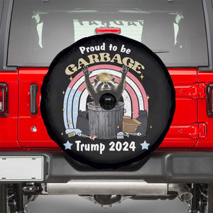 Funny Trump Garbage Racoon Spare Tire Cover Proud To Be Garbage Trump 2024 American Flag TS11 Black Print Your Wear
