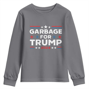 Garbage For Trump 2024 Youth Sweatshirt Vintage Star Striped TS11 Charcoal Print Your Wear
