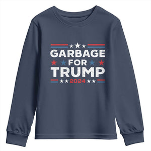 Garbage For Trump 2024 Youth Sweatshirt Vintage Star Striped TS11 Navy Print Your Wear