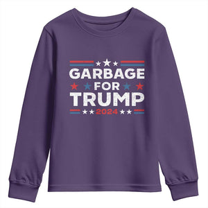 Garbage For Trump 2024 Youth Sweatshirt Vintage Star Striped TS11 Purple Print Your Wear