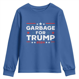 Garbage For Trump 2024 Youth Sweatshirt Vintage Star Striped TS11 Royal Blue Print Your Wear