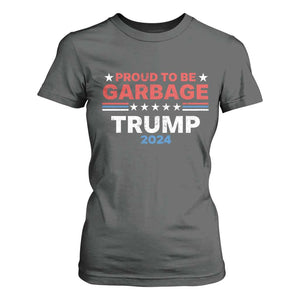Funny Trump Garbage T Shirt For Women Proud To Be Garbage Trump 2024 American Flag TS11 Dark Heather Print Your Wear