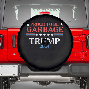 Funny Trump Garbage Spare Tire Cover Proud To Be Garbage Trump 2024 Star Striped TS11 Black Print Your Wear