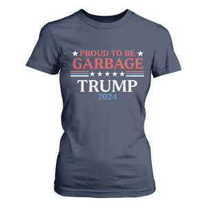 Funny Trump Garbage T Shirt For Women Proud To Be Garbage Trump 2024 Star Striped TS11 Navy Print Your Wear