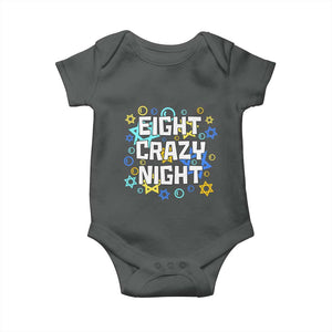 Funny Hanukkah Eight Crazy Night Baby Onesie Jewish Hebrew Chanukah David Stars TS11 Dark Heather Print Your Wear