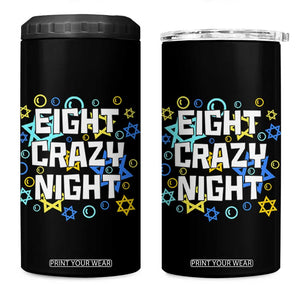 Funny Hanukkah Eight Crazy Night 4 in 1 Can Cooler Tumbler Jewish Hebrew Chanukah David Stars TS11 One Size: 16 oz Black Print Your Wear