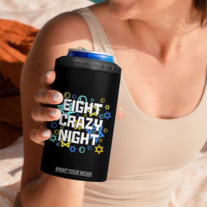 Funny Hanukkah Eight Crazy Night 4 in 1 Can Cooler Tumbler Jewish Hebrew Chanukah David Stars TS11 Print Your Wear