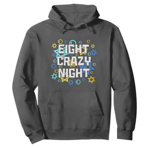Funny Hanukkah Eight Crazy Night Hoodie Jewish Hebrew Chanukah David Stars TS11 Dark Heather Print Your Wear