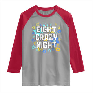 Funny Hanukkah Eight Crazy Night Raglan Shirt Jewish Hebrew Chanukah David Stars TS11 Sport Gray Red Print Your Wear