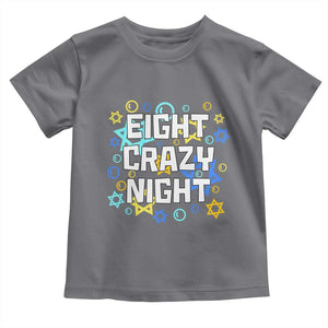 Funny Hanukkah Eight Crazy Night Toddler T Shirt Jewish Hebrew Chanukah David Stars TS11 Charcoal Print Your Wear
