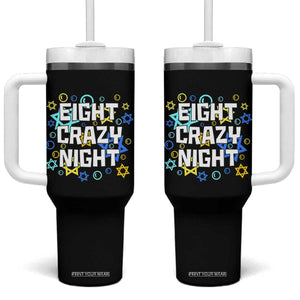 Funny Hanukkah Eight Crazy Night Tumbler With Handle Jewish Hebrew Chanukah David Stars TS11 One Size: 40 oz Black Print Your Wear