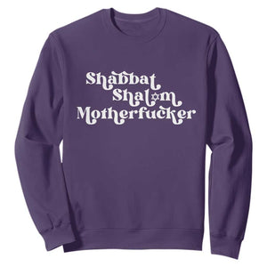 Funny Shabbat Shalom Motherfucker Sweatshirt Jewish Kosher TS11 Purple Print Your Wear