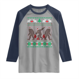 Funny Santa Bigfoot Squad Christmas Raglan Shirt TS11 Sport Gray Navy Print Your Wear