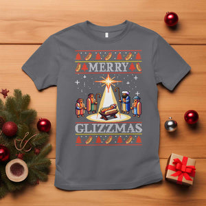 Funny Merry Glizzmas T Shirt Hot Dog Christmas Nativity Scene TS11 Charcoal Print Your Wear