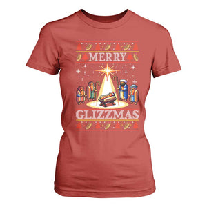 Funny Merry Glizzmas T Shirt For Women Hot Dog Christmas Nativity Scene TS11 Red Print Your Wear