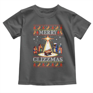 Funny Merry Glizzmas Toddler T Shirt Hot Dog Christmas Nativity Scene TS11 Dark Heather Print Your Wear