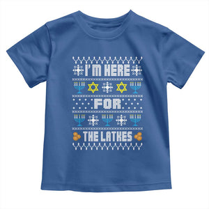 Funny Hanukkah Toddler T Shirt I'm Here For The Latkes Menorah TS11 Royal Blue Print Your Wear