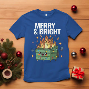 Funny Lil Fire Dumpster Christmas T Shirt Merry And Bright Xmas Led Lights TS11 Royal Blue Print Your Wear