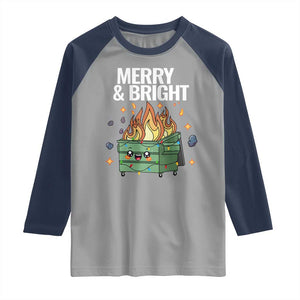 Funny Lil Fire Dumpster Christmas Raglan Shirt Merry And Bright Xmas Led Lights TS11 Sport Gray Navy Print Your Wear