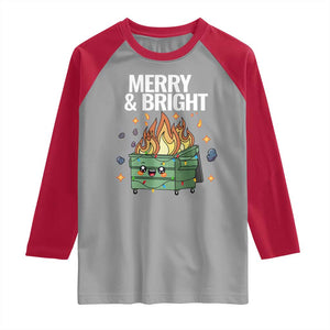 Funny Lil Fire Dumpster Christmas Raglan Shirt Merry And Bright Xmas Led Lights TS11 Sport Gray Red Print Your Wear