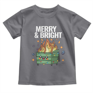 Funny Lil Fire Dumpster Christmas Toddler T Shirt Merry And Bright Xmas Led Lights TS11 Charcoal Print Your Wear