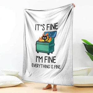 Funny It's Fine I'm Everything Is Fine Throw Blanket Black Cat Lil Dumpster Fire TS11 Print Your Wear