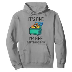 Funny It's Fine I'm Everything Is Fine Hoodie Black Cat Lil Dumpster Fire TS11 Sport Gray Print Your Wear