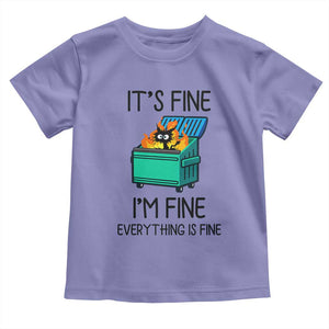 Funny It's Fine I'm Everything Is Fine Toddler T Shirt Black Cat Lil Dumpster Fire TS11 Violet Print Your Wear