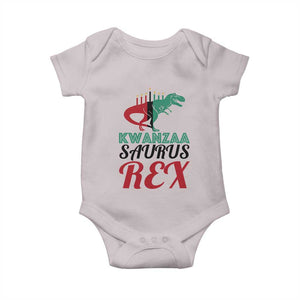 Kwanzaa Saurus Rex Kinara Candles Dinosaur T-rex African Heritage Baby Onesie TS11 Ice Gray Print Your Wear