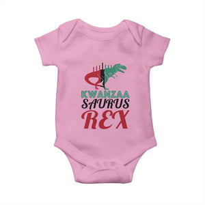 Kwanzaa Saurus Rex Kinara Candles Dinosaur T-rex African Heritage Baby Onesie TS11 Light Pink Print Your Wear