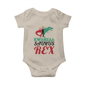 Kwanzaa Saurus Rex Kinara Candles Dinosaur T-rex African Heritage Baby Onesie TS11 Sand Print Your Wear