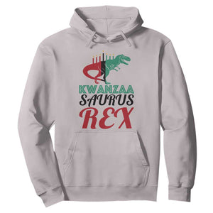 Kwanzaa Saurus Rex Kinara Candles Dinosaur T-rex African Heritage Hoodie TS11 Ice Gray Print Your Wear
