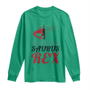 Kwanzaa Saurus Rex Kinara Candles Dinosaur T-rex African Heritage Long Sleeve Shirt TS11 Irish Green Print Your Wear