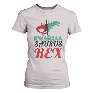 Kwanzaa Saurus Rex Kinara Candles Dinosaur T-rex African Heritage T Shirt For Women TS11 Ice Gray Print Your Wear