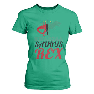 Kwanzaa Saurus Rex Kinara Candles Dinosaur T-rex African Heritage T Shirt For Women TS11 Irish Green Print Your Wear