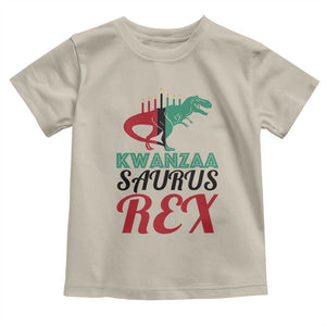 Kwanzaa Saurus Rex Kinara Candles Dinosaur T-rex African Heritage Toddler T Shirt TS11 Sand Print Your Wear
